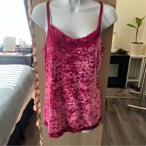 Y2K Faded Glory Pink Velvet Camisole Fitted‎ Top